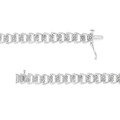 Haus of Brilliance .925 Sterling Silver 1/2 Cttw Diamond Miracle-Set Double Swoosh Wave Style 7&quot; Tennis Bracelet (I-J Color, I3 Clarity)