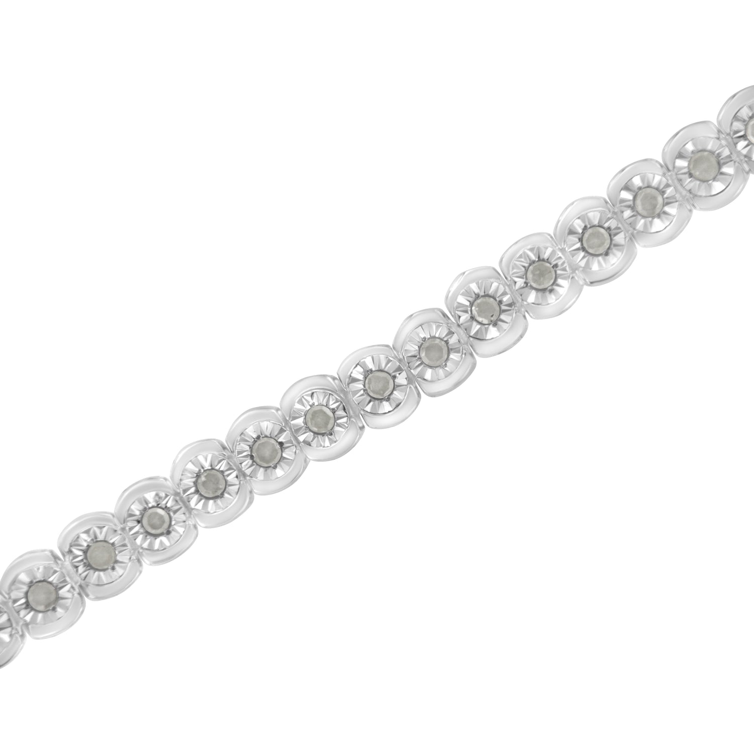 Haus of Brilliance .925 Sterling Silver ½ Cttw Miracle-Set Diamond Round Half Bezel 7” Tennis Bracelet (I-J Color, I2-I3 Clarity)