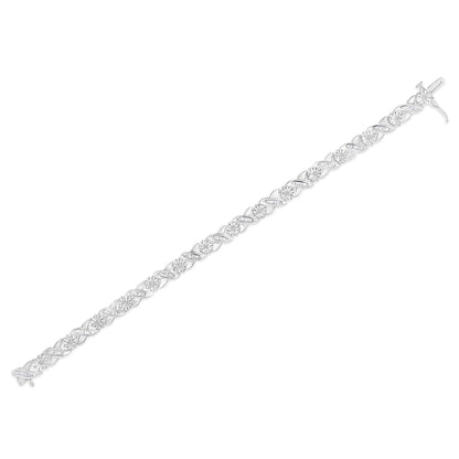 Haus of Brilliance .925 Sterling Silver 1.0 Cttw Round-Brilliant and Baguette Cut Diamond Miracle-Set X-Link 7&quot; Tennis Bracelet (I-J Color, I2-I3 Clarity)