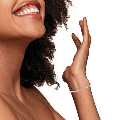 Haus of Brilliance .925 Sterling Silver 1/10 Cttw Round-Cut Diamond Pear Link 7.25&quot; Bracelet (I-J Color, I2-I3 Clarity)