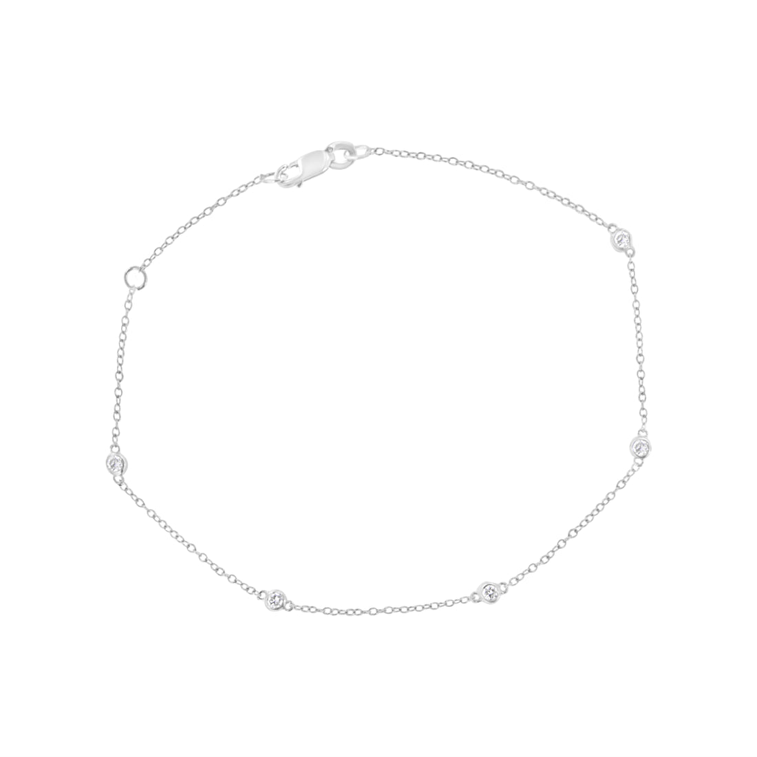 Haus of Brilliance .925 Sterling Silver 1/4 cttw Bezel Set Round-Cut Diamond 5 Station Strand Bracelet (I-J Color, I2-I3 Clarity) - Size 7.25&quot;
