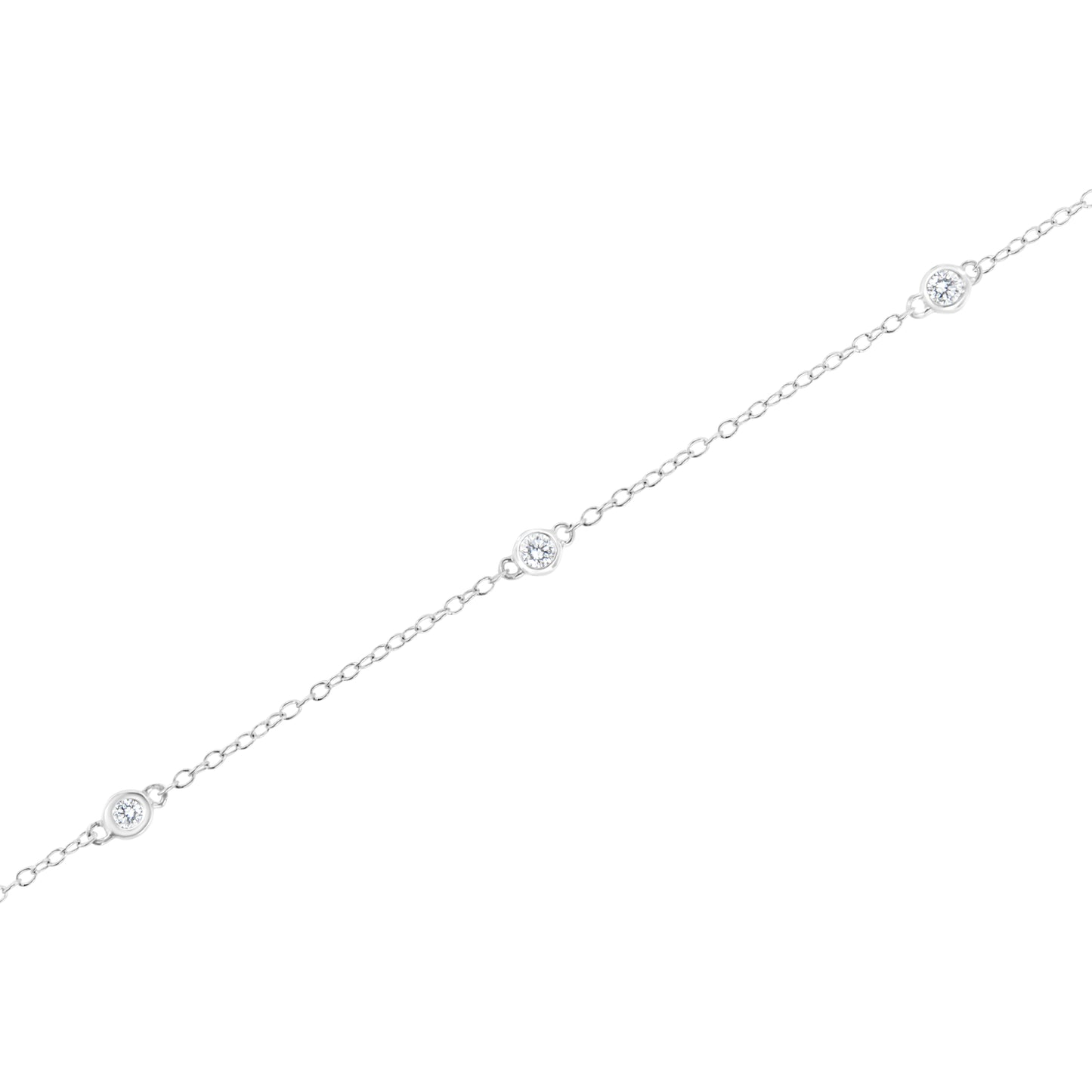 Haus of Brilliance .925 Sterling Silver 1/4 cttw Bezel Set Round-Cut Diamond 5 Station Strand Bracelet (I-J Color, I2-I3 Clarity) - Size 7.25"