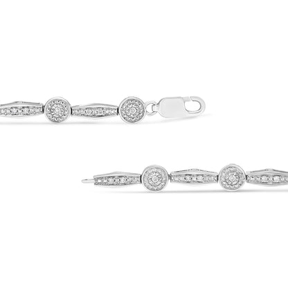 Haus of Brilliance .925 Sterling Silver 1/4 Cttw Diamond Circle and Rectangle Shaped Halo Link Bracelet (I-J Color, I2-I3 Clarity) - 7.25&quot;