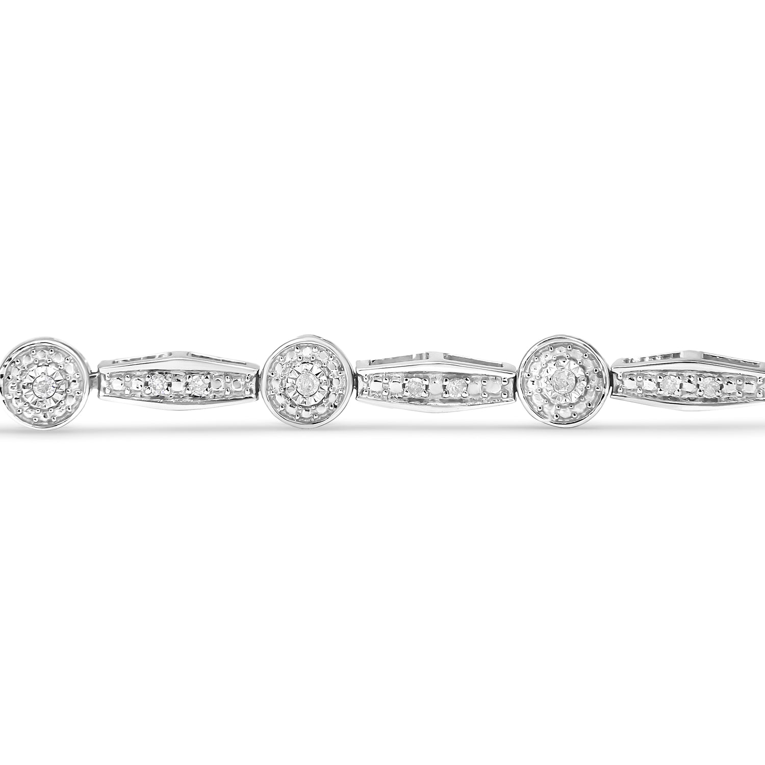 Haus of Brilliance .925 Sterling Silver 1/4 Cttw Diamond Circle and Rectangle Shaped Halo Link Bracelet (I-J Color, I2-I3 Clarity) - 7.25&quot;