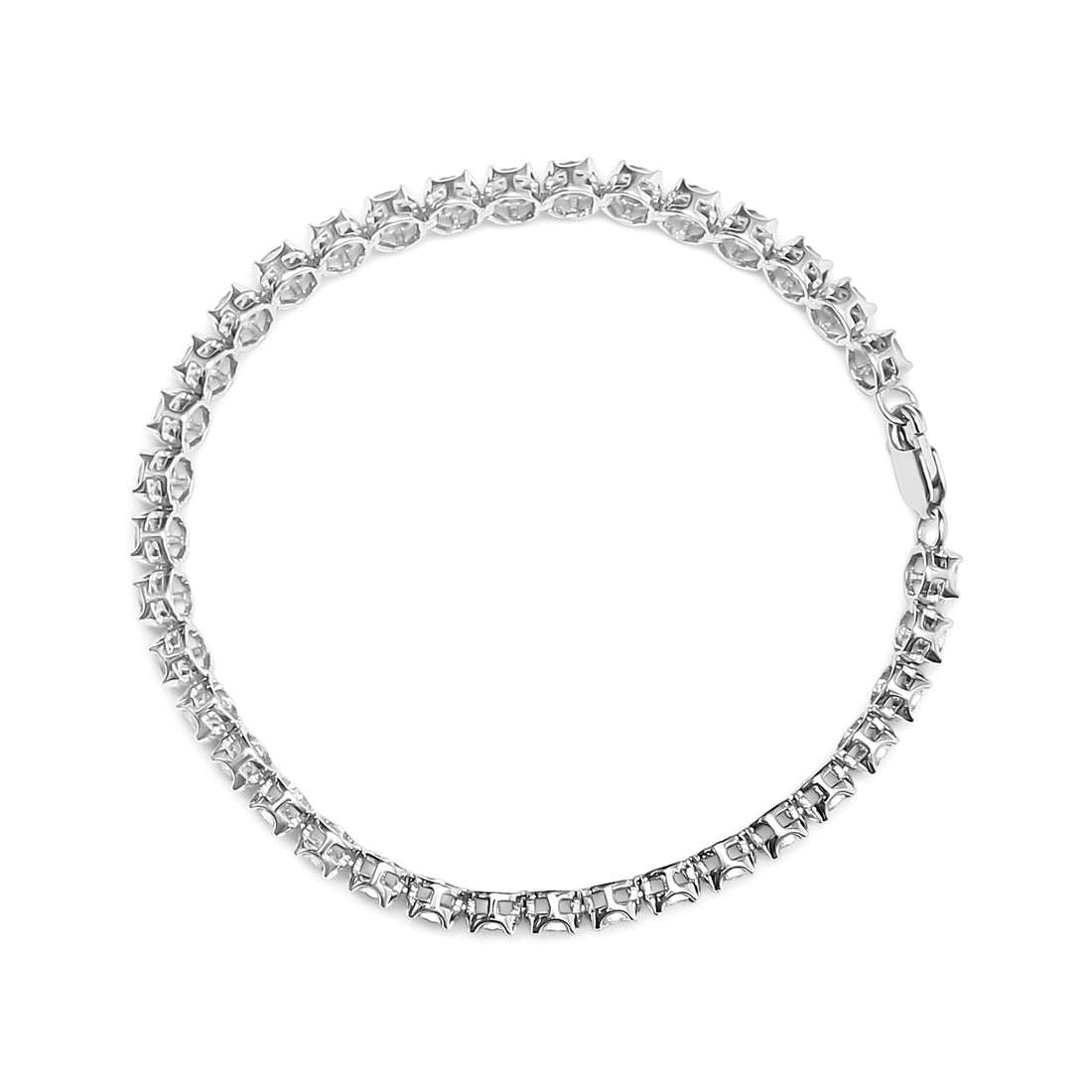 Haus of Brilliance .925 Sterling Silver 1/10 Cttw Miracle Set Diamond and Bead Link 7.25&quot; Tennis Bracelet (I-J Color, I2-I3 Clarity)