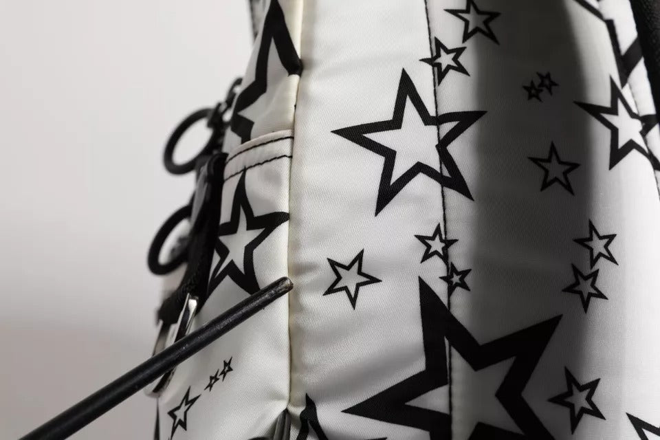 Dolce &amp; Gabbana Dolce &amp; Gabbana White DG Stars Print Nylon School Backpack Bag/one size/Black/White