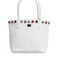 Dolce & Gabbana Dolce & Gabbana White Leather Crystal DG Logo Shoulder Tote Bag/one size/White