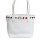 Dolce & Gabbana Dolce & Gabbana White Leather Crystal DG Logo Shoulder Tote Bag/one size/White