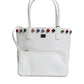 Dolce & Gabbana Dolce & Gabbana White Leather Crystal DG Logo Shoulder Tote Bag/one size/White