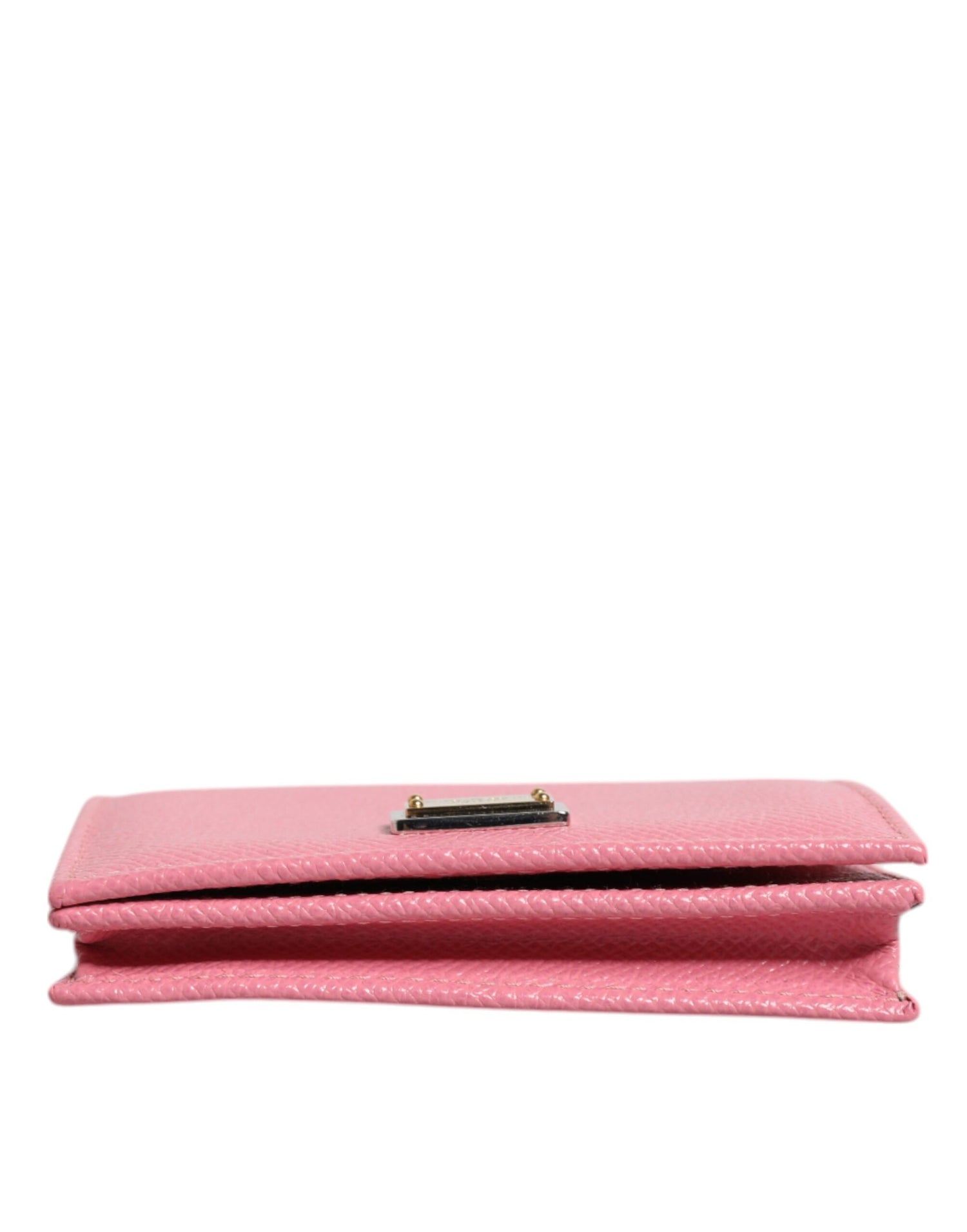 Dolce &amp; Gabbana Pink Calfskin Leather DG Logo Bifold Card Slot Wallet/one size/Pink