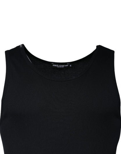 Dolce &amp; Gabbana Black Cotton Sleeveless Round Neck Tank T-shirt/IT50 | L/Black