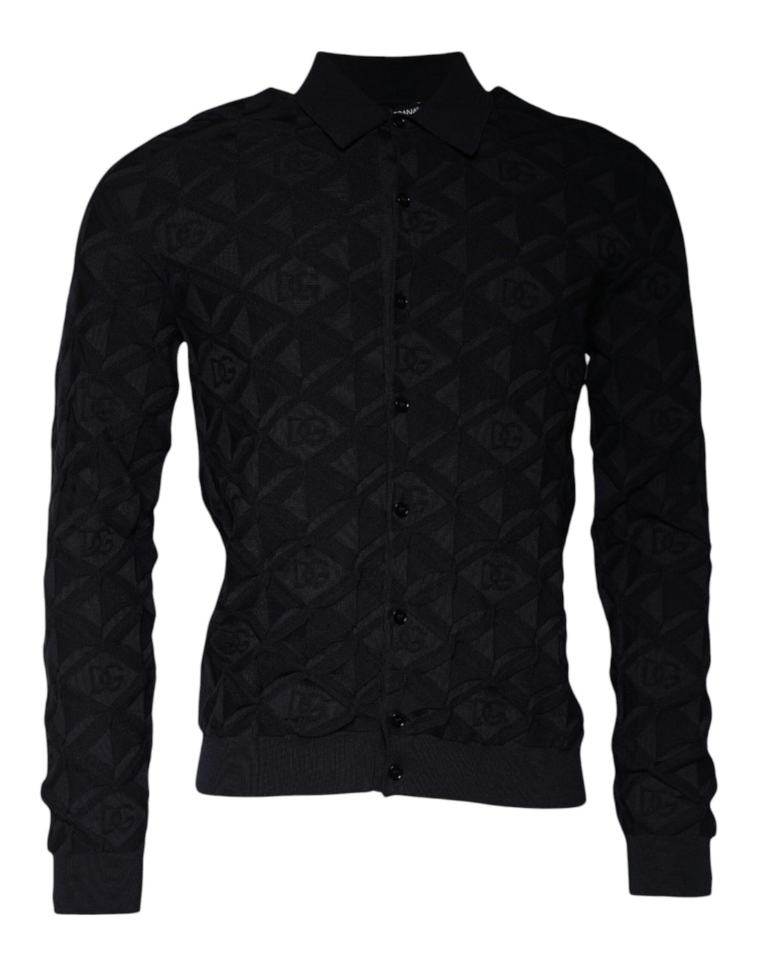 Dolce &amp; Gabbana Black Silk Crew Neck Men Cardigan Sweater/IT48 | M/Black
