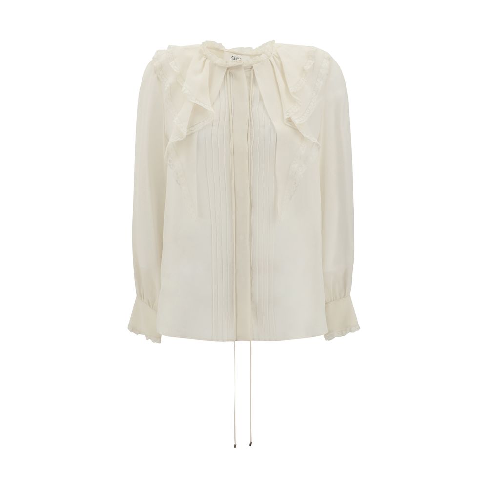 Chloé Chloé Silk Blouse with pleated details/IT38 | S/Cream