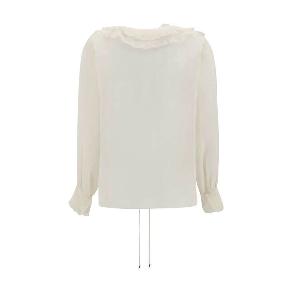 Chloé Chloé Silk Blouse with pleated details/IT38 | S/Cream