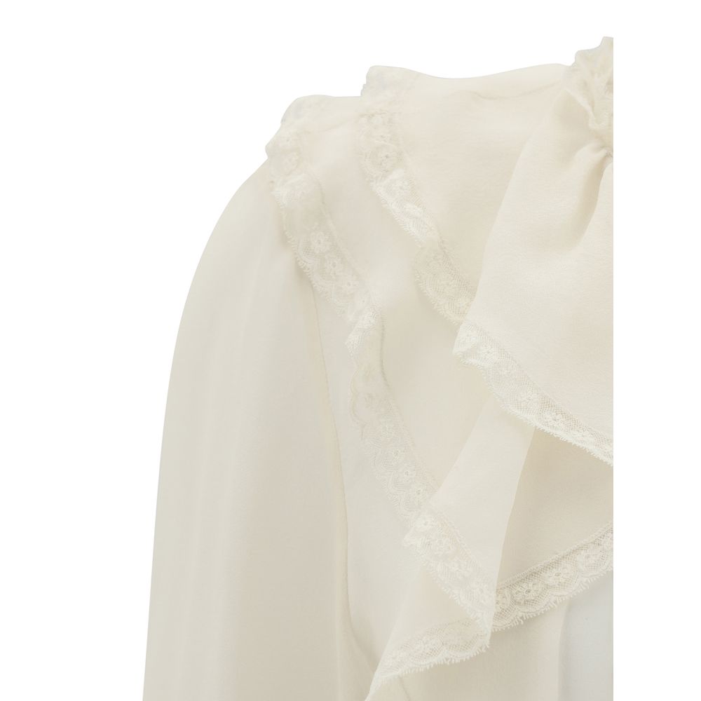 Chloé Chloé Silk Blouse with pleated details/IT38 | S/Cream