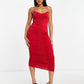 Asos Red Strappy Ruched Midi Dress / XS