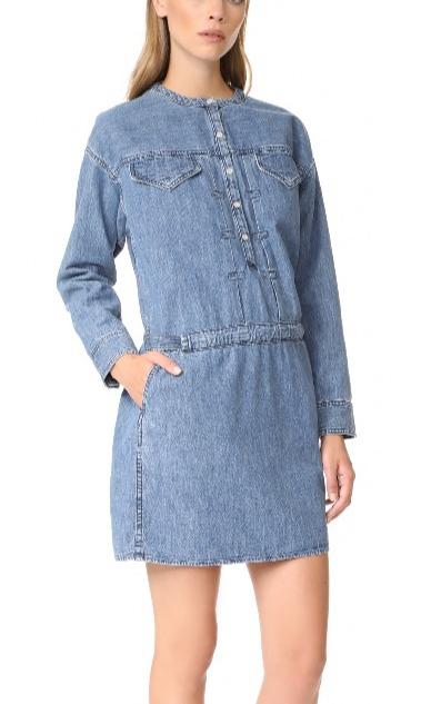 Rag &amp; Bone Chest Pocket Denim Shirtdress - Blue