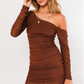 Brown Mesh Long Sleeve Bodycon Mini / S NWOT