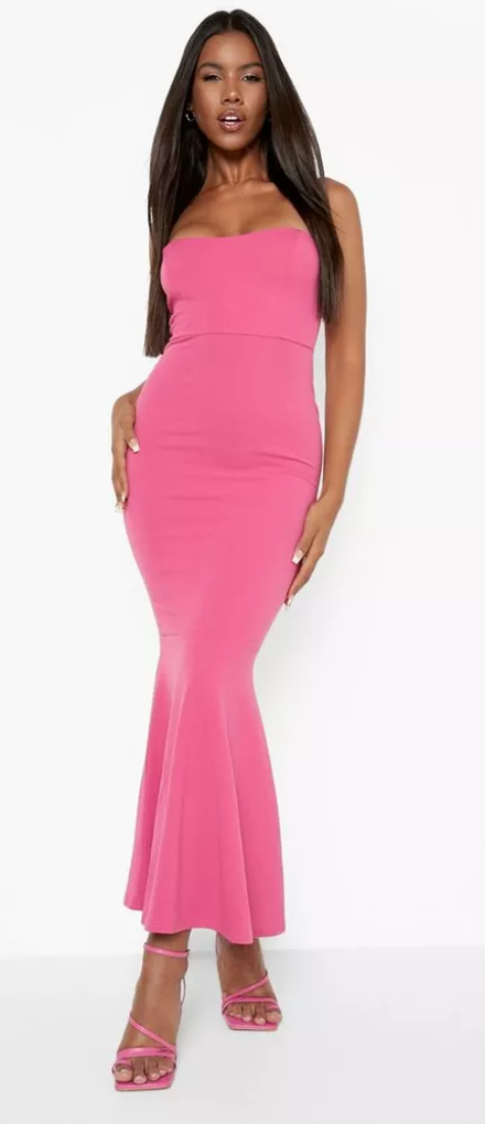 Boohoo Pink Strapless Mermaid Maxi / S