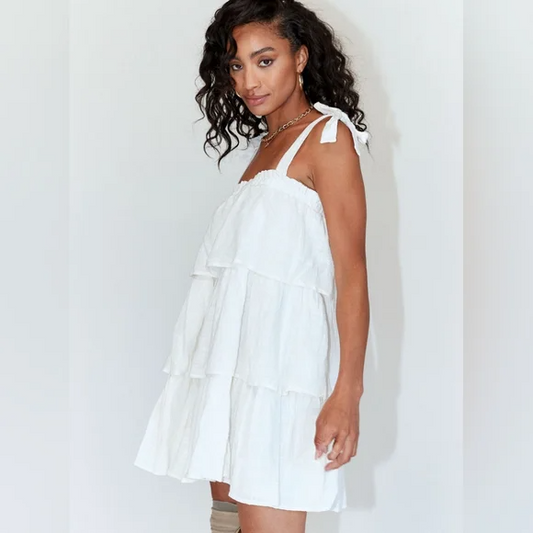 Princess Polly White Textured Tiered Mini / M