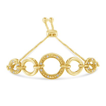 Haus of Brilliance 10K Yellow Gold over .925 Sterling Silver Diamond Accented Graduated Infinity Open Circle 6”-9” Adjustable Bolo Bracelet (H-I Color, I2-I3 Clarity)