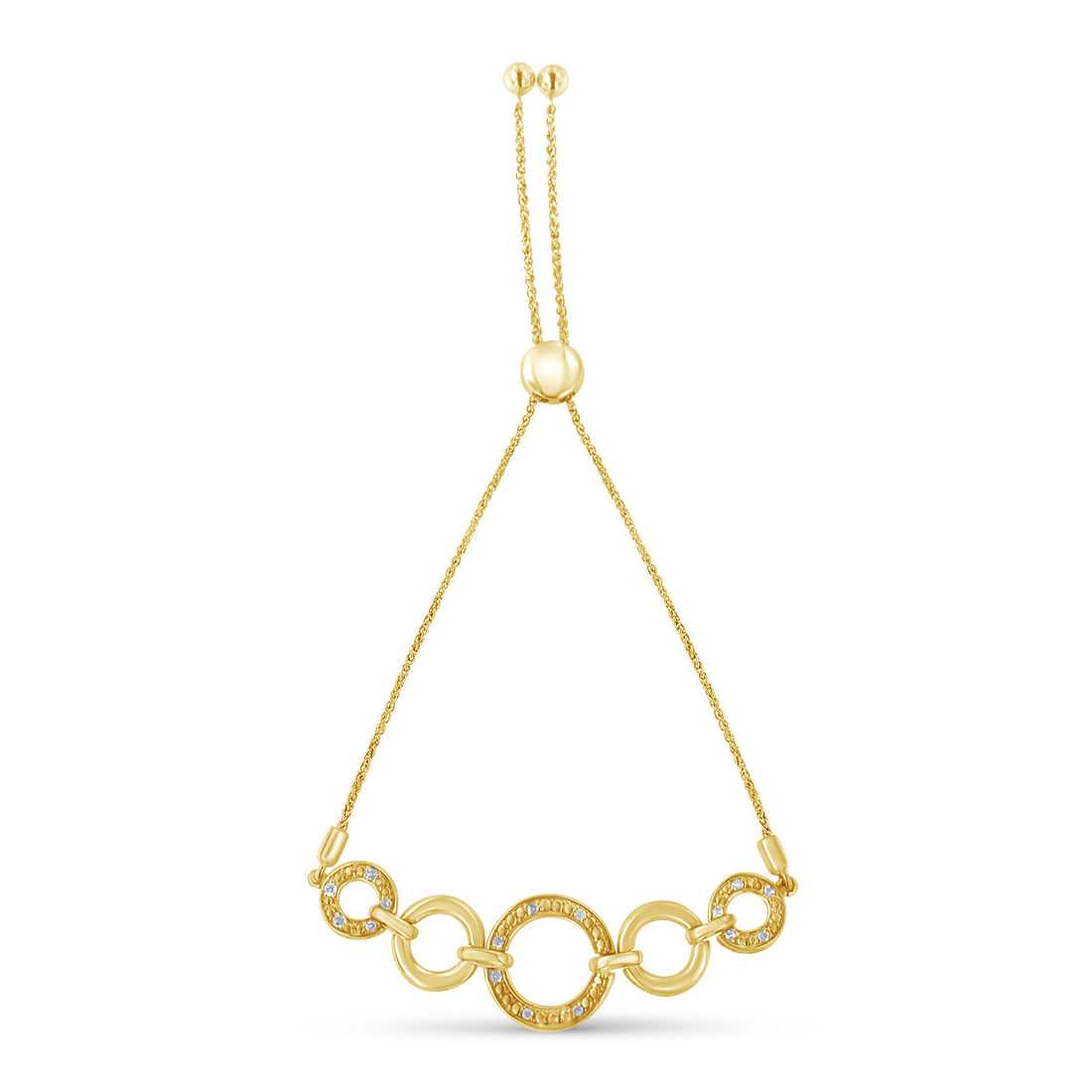 Haus of Brilliance 10K Yellow Gold over .925 Sterling Silver Diamond Accented Graduated Infinity Open Circle 6”-9” Adjustable Bolo Bracelet (H-I Color, I2-I3 Clarity)