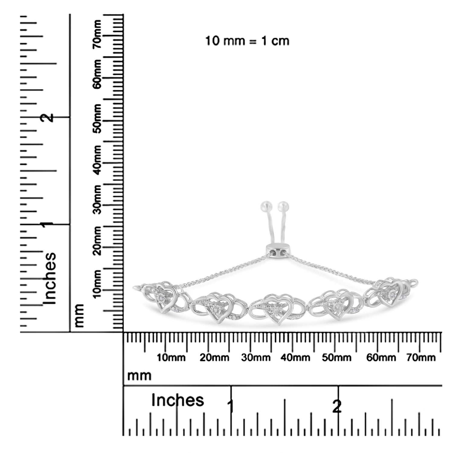 Haus of Brilliance .925 Sterling Silver Miracle Set Diamond Accented Infinity Hearts 6”-9” Adjustable Bolo Bracelet (H-I Color, I2-I3 Clarity)