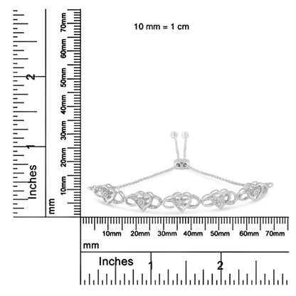 Haus of Brilliance .925 Sterling Silver Miracle Set Diamond Accented Infinity Hearts 6”-9” Adjustable Bolo Bracelet (H-I Color, I2-I3 Clarity)