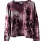 Michael Stars Ezra Cropped Pullover-Tie Dye-Purple/Multi Eggplant Size Medium