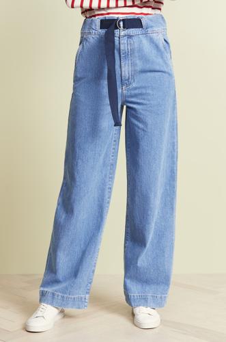 Rag & Bone High-Rise Canvas Belt Wide Leg Jeans - /Blue - 26