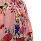 Yumi Kim Short Elastic Sleeve Button Front Blouse - Floral - Pink Multi/Sunnyside Pink (Silk Blend) - M