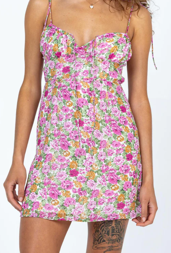 Princess Polly Floral Tie Shoulder Mini Dress