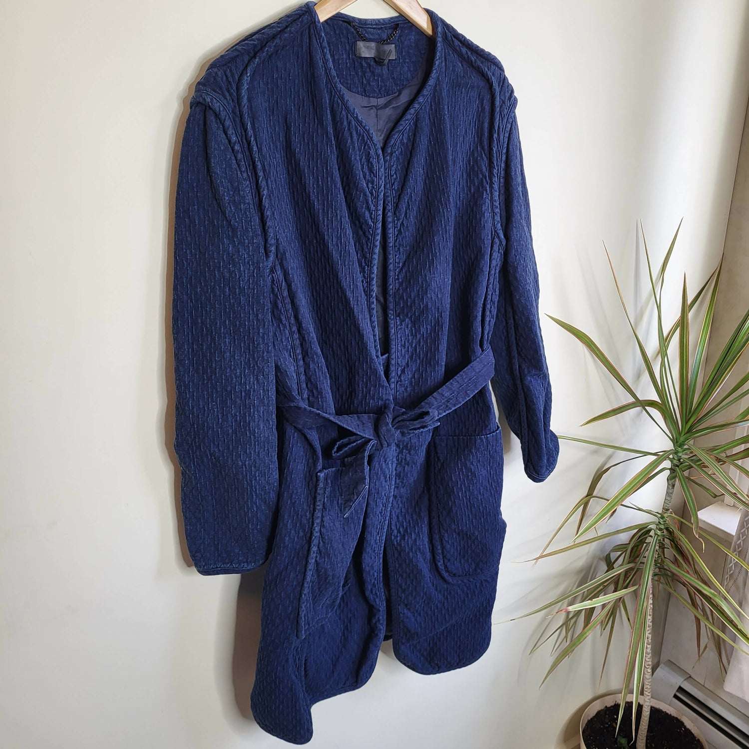 Rag &amp; Bone Quilted Self Tie Liner Coat - /Navy Size S