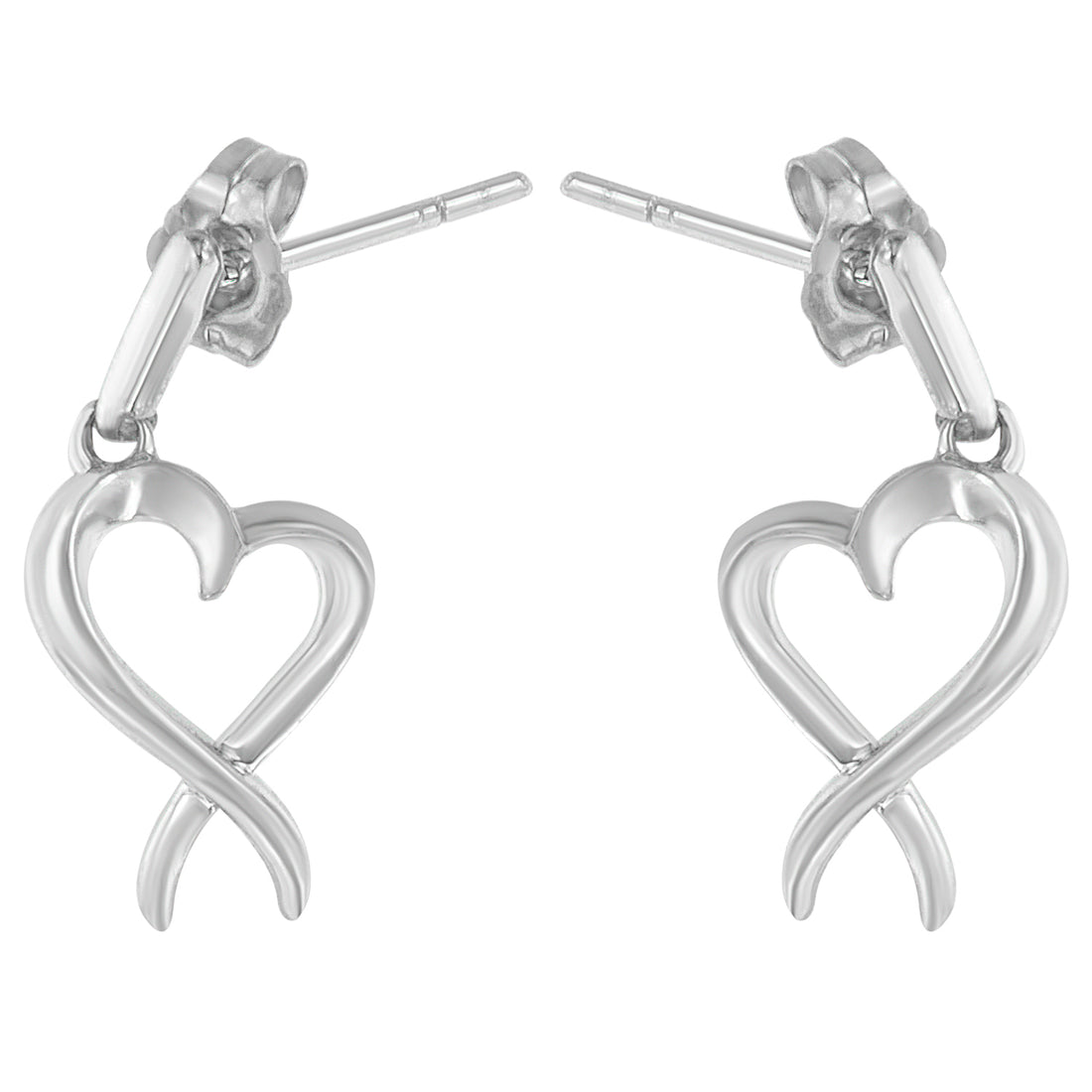 Haus of Brilliance Sterling Silver Dangle-Heart Earrings