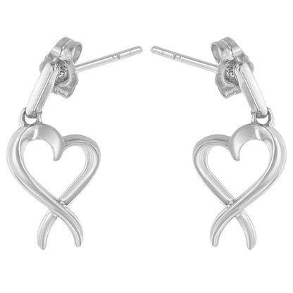 Haus of Brilliance Sterling Silver Dangle-Heart Earrings