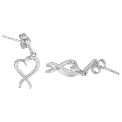 Haus of Brilliance Sterling Silver Dangle-Heart Earrings