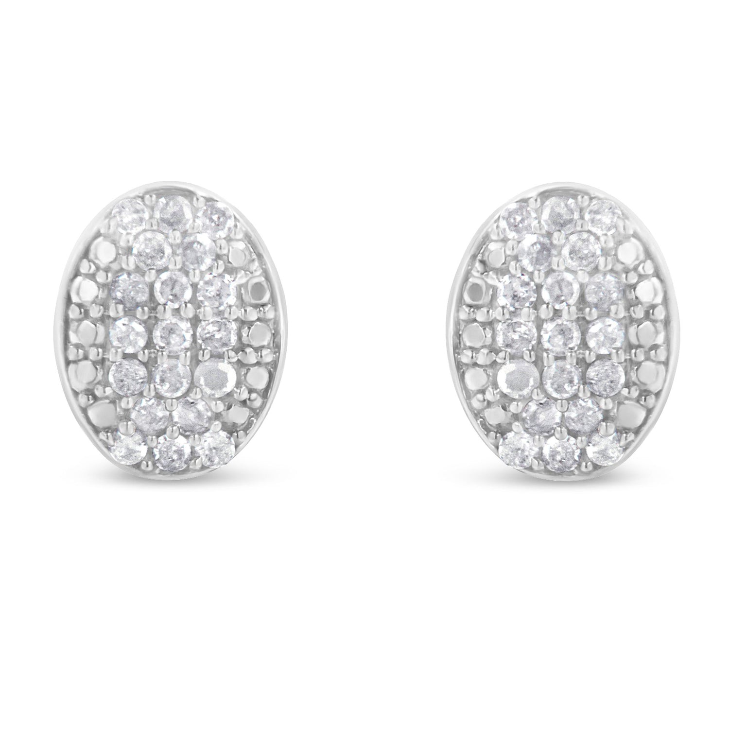 Haus of brilliance Sterling Silver Round Diamond Oval Cluster Earrings (1/2 cttw, I-J Color, I2-I3 Clarity)