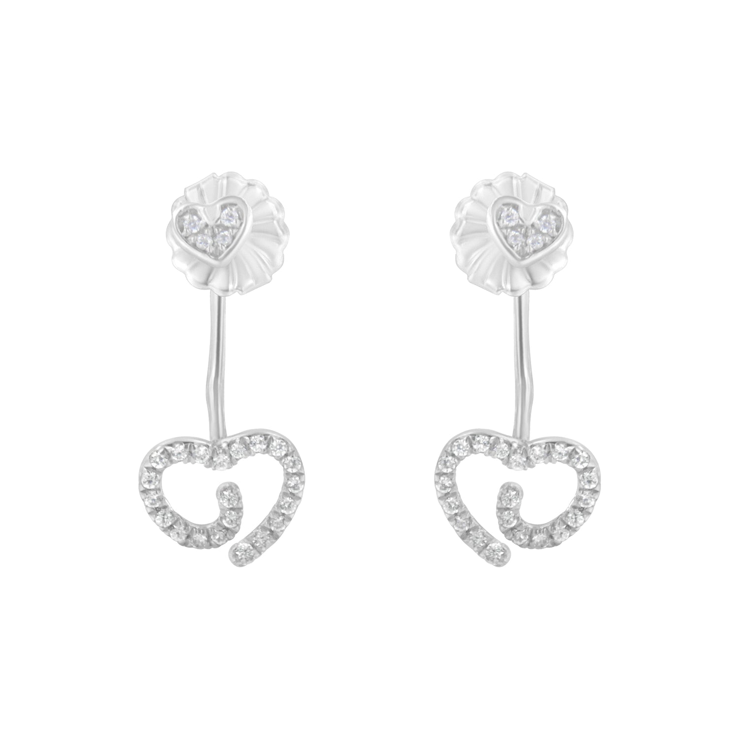 Haus of Brilliance .925 Sterling Silver 1/4 Cttw Diamond Swirl Heart Front/Back Earrings (I-J Color, I2-I3 Clarity)