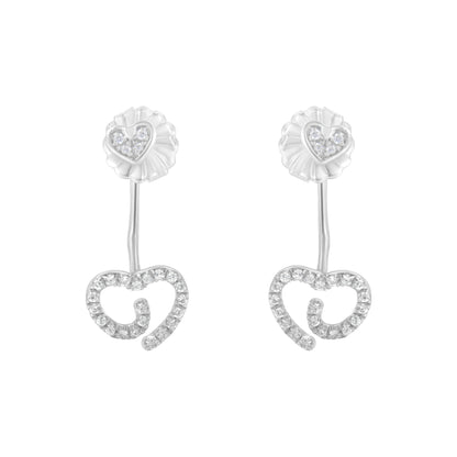 Haus of Brilliance .925 Sterling Silver 1/4 Cttw Diamond Swirl Heart Front/Back Earrings (I-J Color, I2-I3 Clarity)