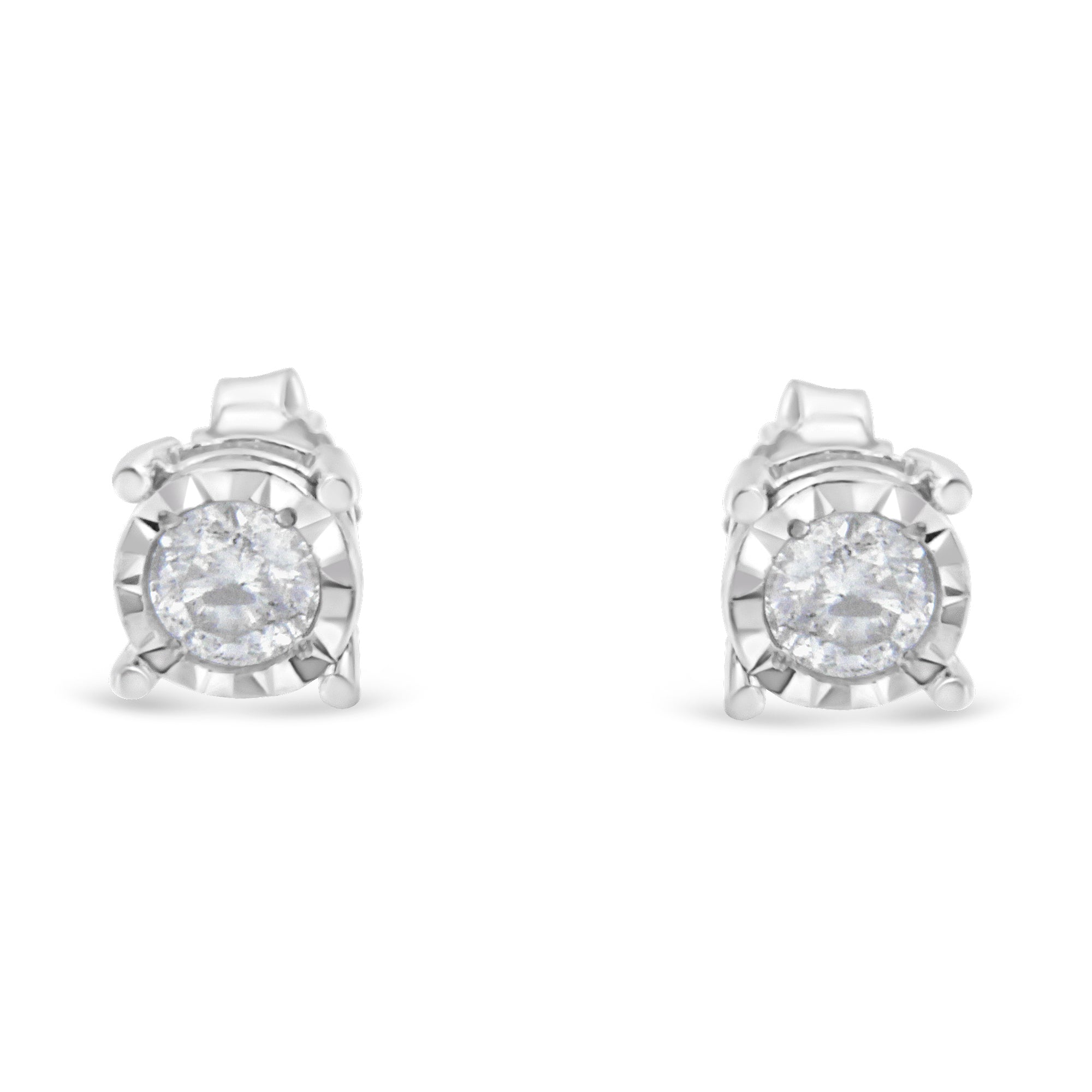 Haus of Brilliance .925 Sterling Silver 1/2 Cttw Near Colorless Round Brilliant-Cut Diamond Miracle-Set Stud Earrings (H-I Color, I2-I3 Clarity)