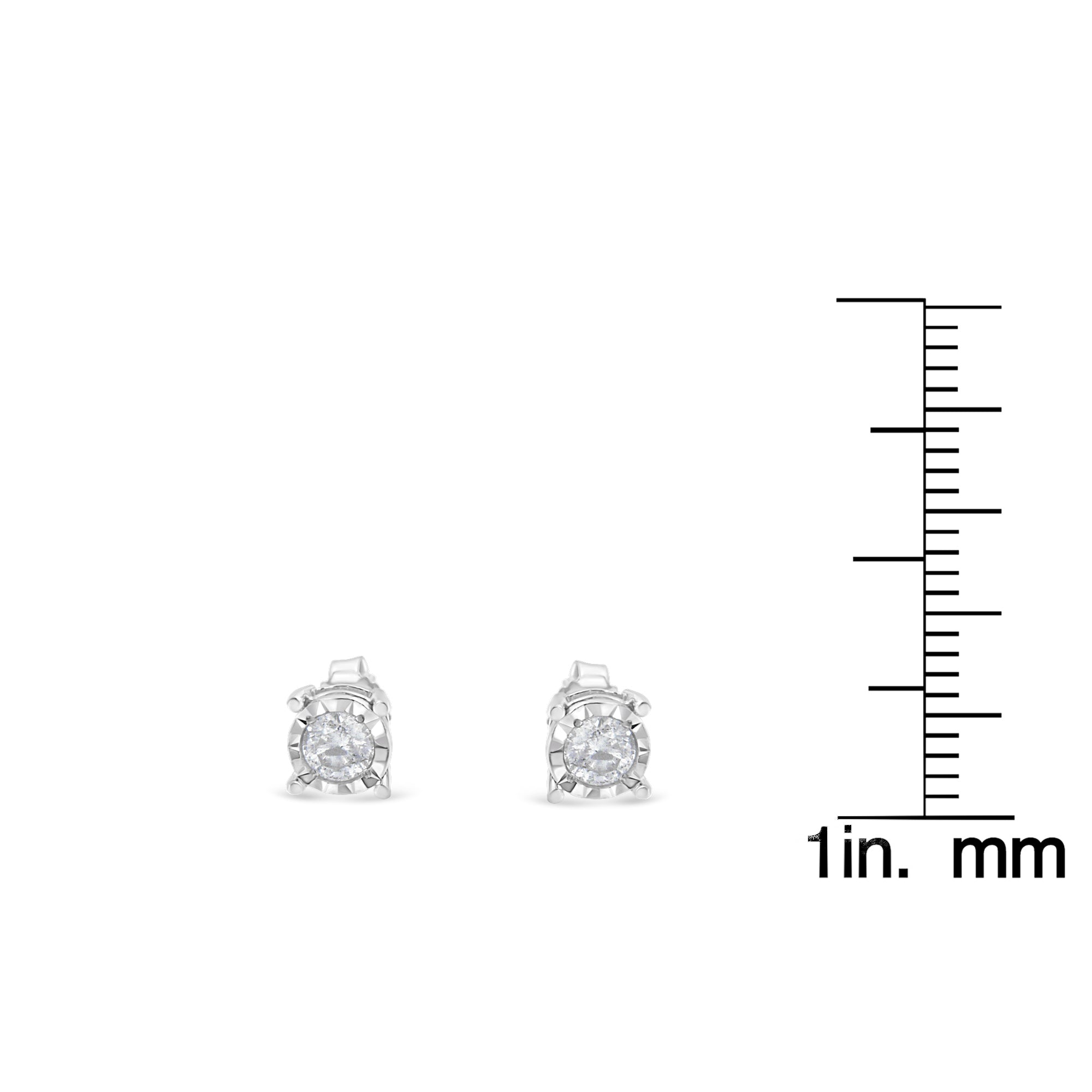 Haus of Brilliance .925 Sterling Silver 1/2 Cttw Near Colorless Round Brilliant-Cut Diamond Miracle-Set Stud Earrings (H-I Color, I2-I3 Clarity)