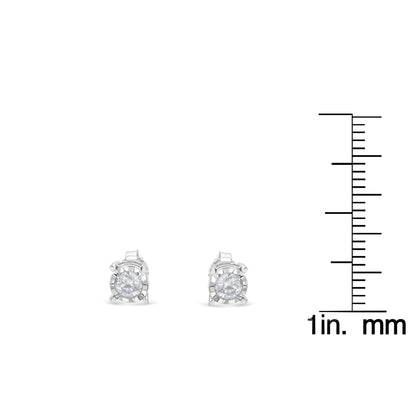 Haus of Brilliance .925 Sterling Silver 1/2 Cttw Near Colorless Round Brilliant-Cut Diamond Miracle-Set Stud Earrings (H-I Color, I2-I3 Clarity)