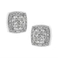 Haus of Brilliance .925 Sterling Silver 1/4 cttw Round Cut Diamond Square Shape Milgrain Stud Earrings (I-J Color, I3 Clarity)