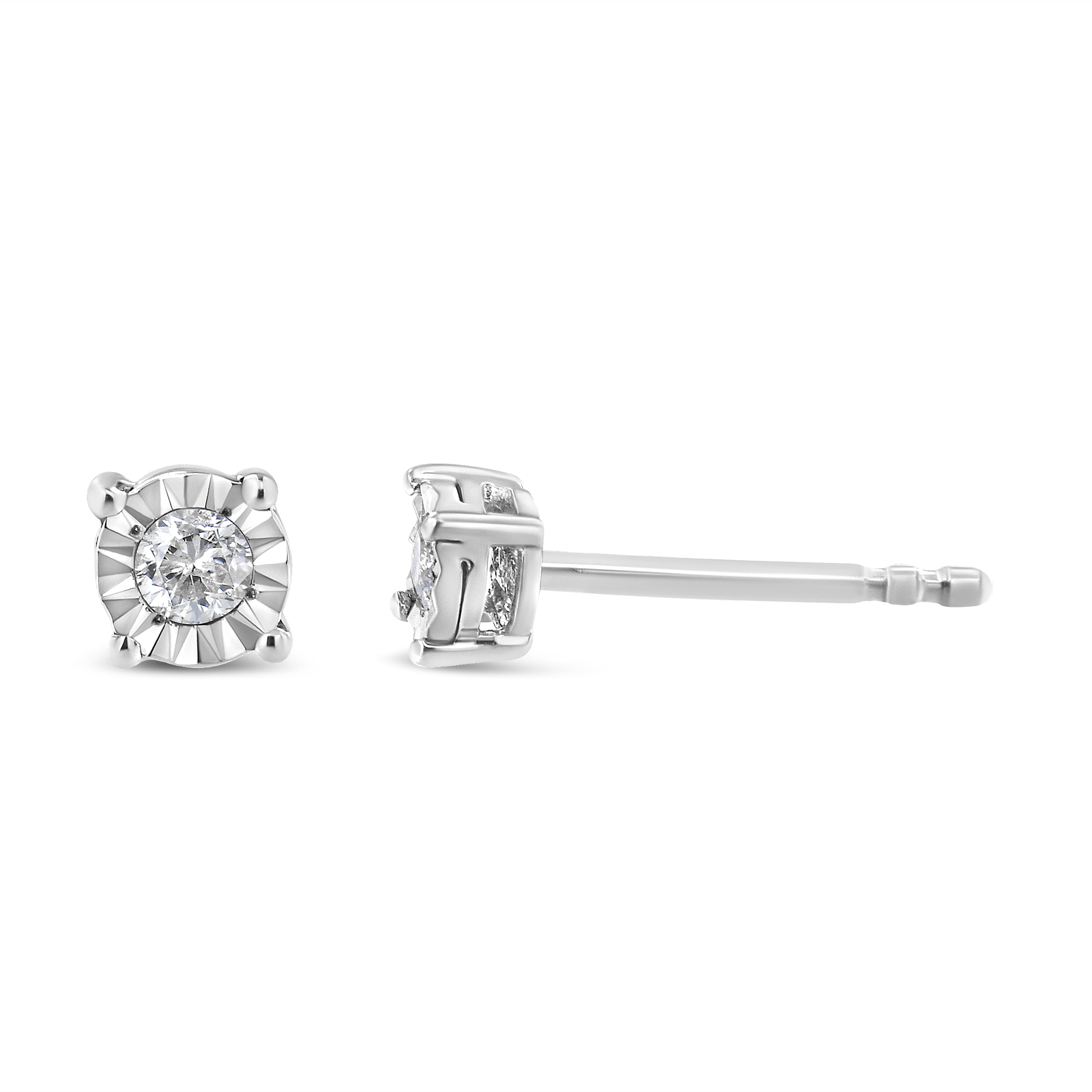 Haus of Brilliance .925 Sterling Silver 1/10 Cttw Round Brilliant-Cut Diamond Miracle-Set Stud Earrings (J-K Color, I3 Clarity)