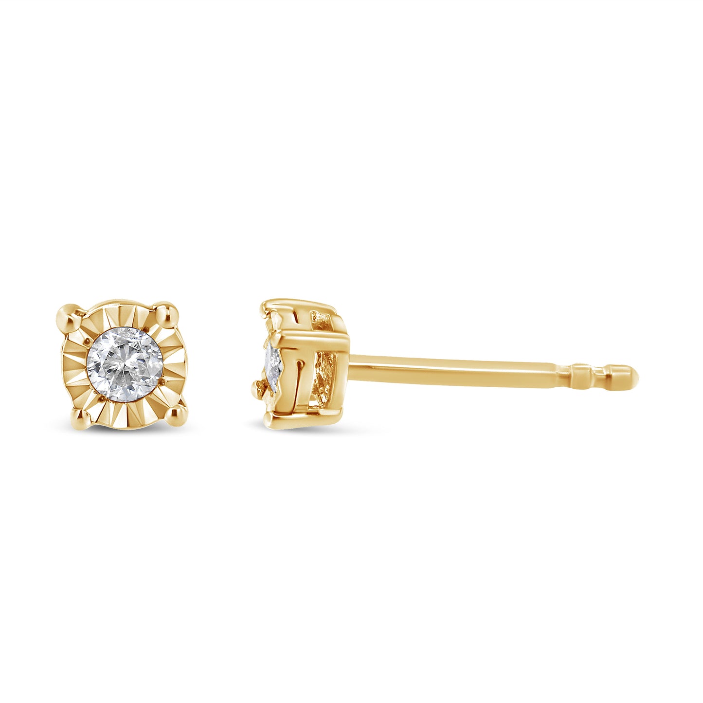 Haus of Brilliance 10K Yellow Gold Plated .925 Sterling Silver 1/10 Cttw Round Brilliant-Cut Diamond Miracle-Set Stud Earrings (J-K Color, I3 Clarity)