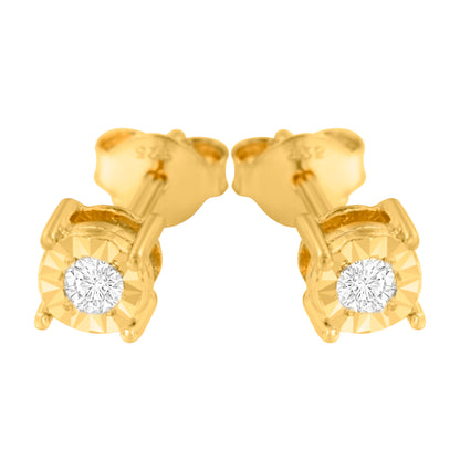 Haus of Brilliance 10K Yellow Gold Plated .925 Sterling Silver 1/10 Cttw Round Brilliant-Cut Diamond Miracle-Set Stud Earrings (J-K Color, I3 Clarity)