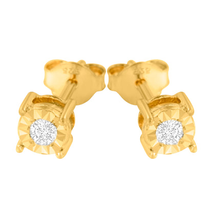 Haus of Brilliance 10K Yellow Gold Plated .925 Sterling Silver 1/10 Cttw Round Brilliant-Cut Diamond Miracle-Set Stud Earrings (J-K Color, I3 Clarity)