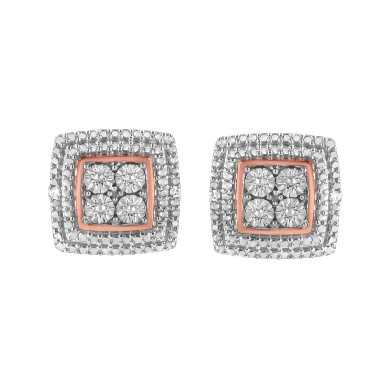 Haus of Brilliance 10K Yellow, White, and Rose Gold Plated Sterling Silver Diamond Accent Earrings (I-J Clarity, I3 Color)