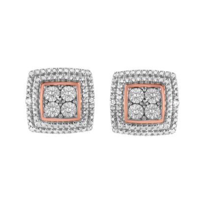 Haus of Brilliance 10K Yellow, White, and Rose Gold Plated Sterling Silver Diamond Accent Earrings (I-J Clarity, I3 Color)