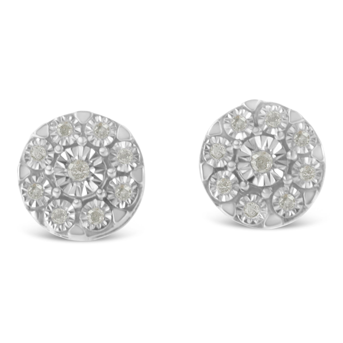 Haus of Brilliance .925 Sterling Silver 1/5 Cttw Diamond Miracle-Set Floral Cluster Push Back Stud Earrings (I-J Color, I2-I3 Clarity)